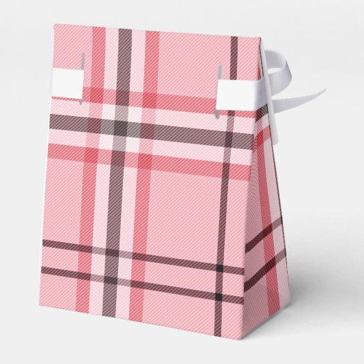 Roze en grijze geruite modepatroonfeest bedankdoosjes (Achterkant)