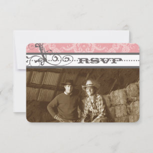 Roze en grijze handelier Wedding RSVP Kaartje