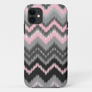 Roze en grijze Ikat Chevron iPhone 11 Hoesje