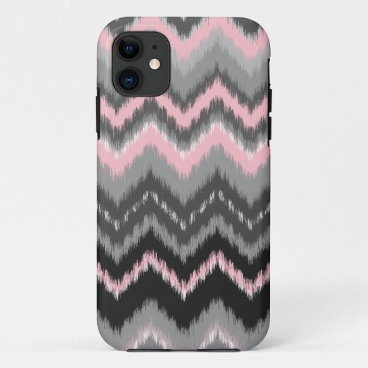 Roze en grijze Ikat Chevron Case-Mate iPhone Case (Achterkant)