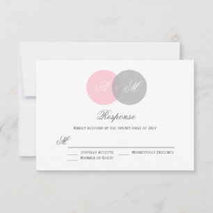 Roze en grijze ingetwijnde cirkels RSVP-Kaart RSVP Kaartje