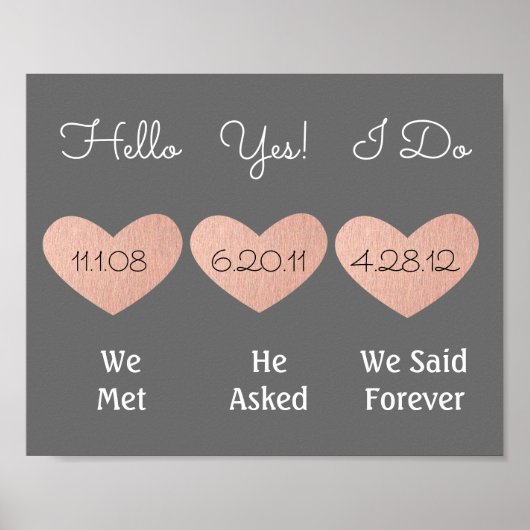 Roze en grijze Jubileum | Weddenschap Gift Poster (Voorkant)