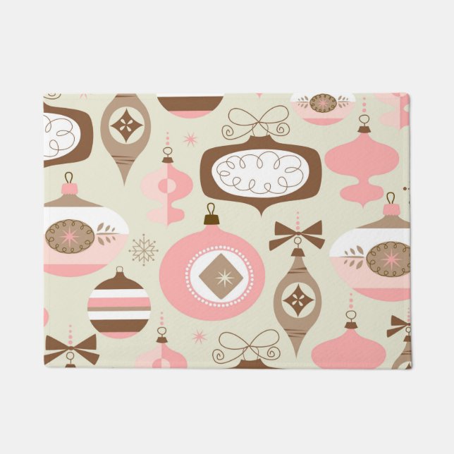  roze en grijze kerstsieraden deurmat (Voorkant)