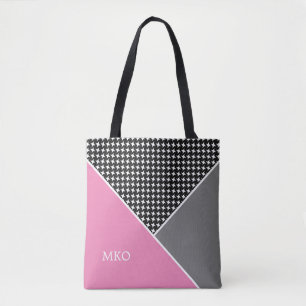 Roze en grijze kleurenblok draagtas
