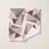 Roze en grijze Mid-eeuwse Moderne Geometrisch Bad Handdoek (Wasdoekje)