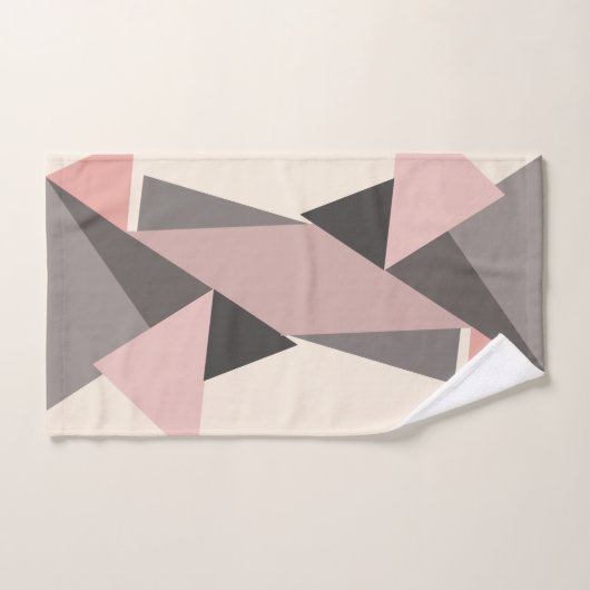 Roze en grijze Mid-eeuwse Moderne Geometrisch Bad Handdoek (Handdoek)
