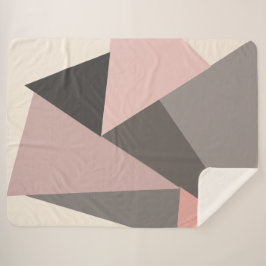 Roze en grijze Mid-eeuwse Moderne Geometrisch Sherpa Deken
