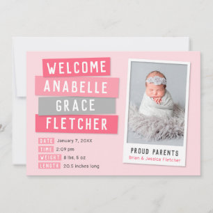 Roze en grijze momentopname 2 Fotoaankondiging Aankondiging