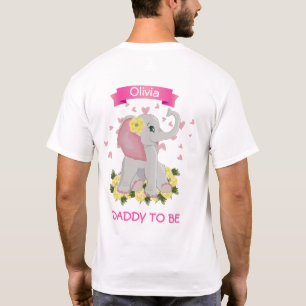 Roze en grijze olifant Baby shower "Papa om te wor T-shirt