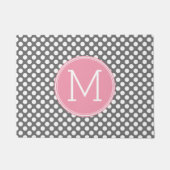 Roze en grijze pokadots met preppy monogram deurmat (Voorkant)
