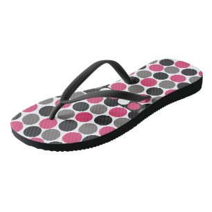 Roze en grijze Polika Dot Teenslippers