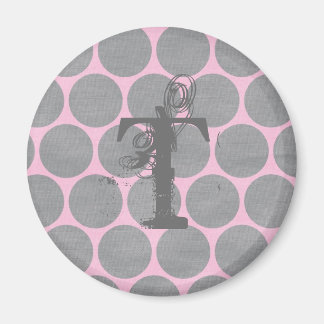 Roze en Grijze Polka Dot Textured Pattern Magneet