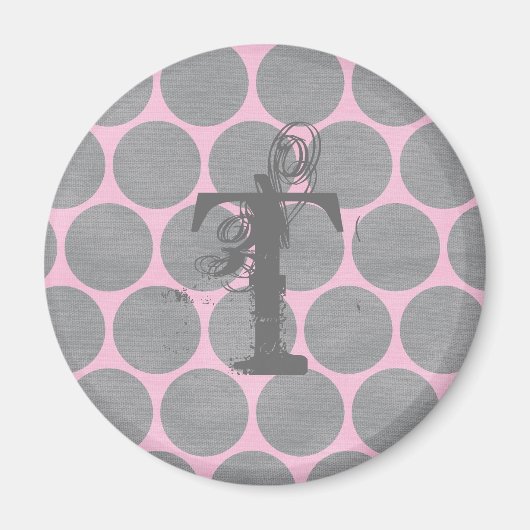 Roze en Grijze Polka Dot Textured Pattern Magneet (Voorkant)