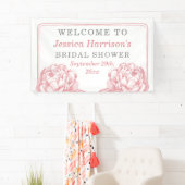 Roze en grijze  pony Floral Vrijgezellenfeest Spandoek (Insitu)