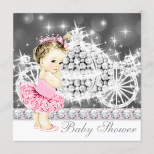 Roze en Grijze Prinses Ballerina Tutu Baby shower Kaart