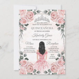 Roze en grijze prinses Quinceanera verjaardag Kaart