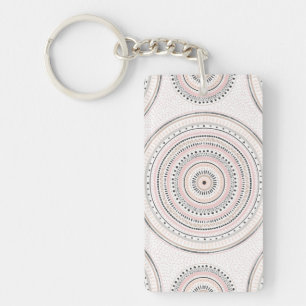 Roze en grijze stippen en lijnen Doodles Mandala Sleutelhanger