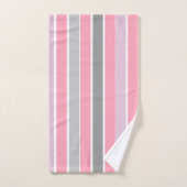 Roze en grijze strepen bad handdoek (Handdoek)