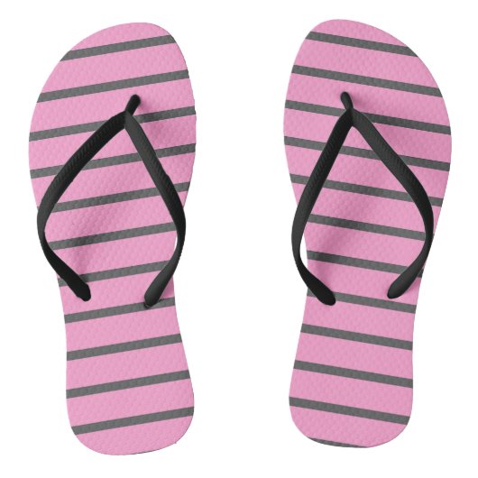 Roze en grijze strepen teenslippers (Voetbed)