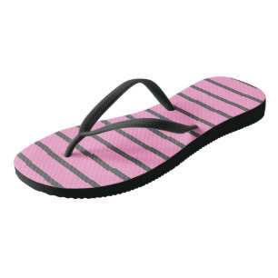 Roze en grijze strepen teenslippers