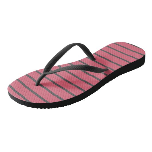 Roze en grijze strepen teenslippers (Schuin)