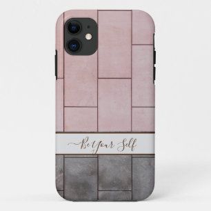 Roze en grijze tegels monogram iPhone gevallen. Ho 11 Hoesje