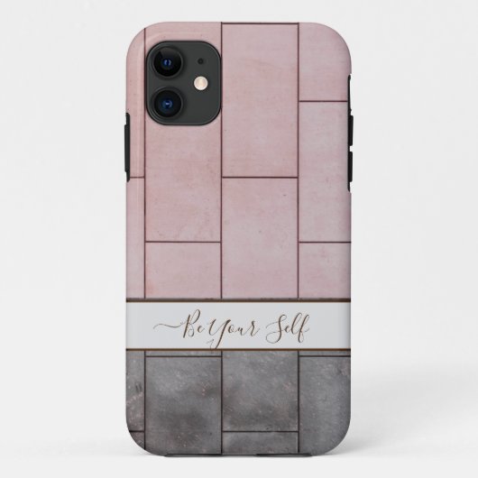 Roze en grijze tegels monogram iPhone gevallen. Ho Case-Mate iPhone Case (Achterkant)