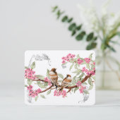 Roze en grijze Tortelduifjes RSVP (Staand voorkant)