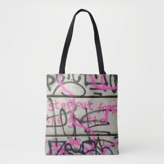 Roze en grijze Urban Graffiti Style Canvas tas (Voorkant)