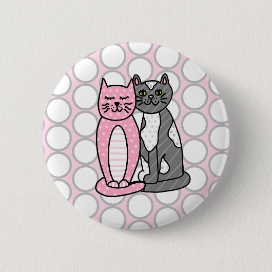 Roze en grijze verkoute katjes ronde button 5,7 cm (Voorkant)