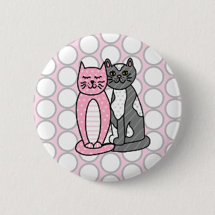 Roze en grijze verkoute katjes ronde button 5,7 cm