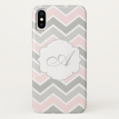 Roze en grijze zigzag Chevron Monogram Case-Mate iPhone Case (Achterkant)