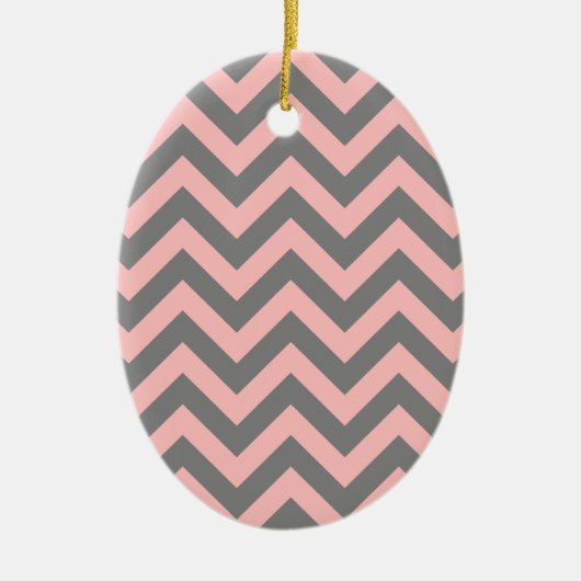 Roze en grijze zigzag keramisch ornament (Voorkant)