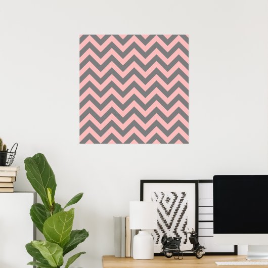 Roze en grijze zigzag poster (Thuiskantoor)