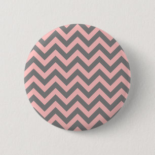 Roze en grijze zigzag ronde button 5,7 cm
