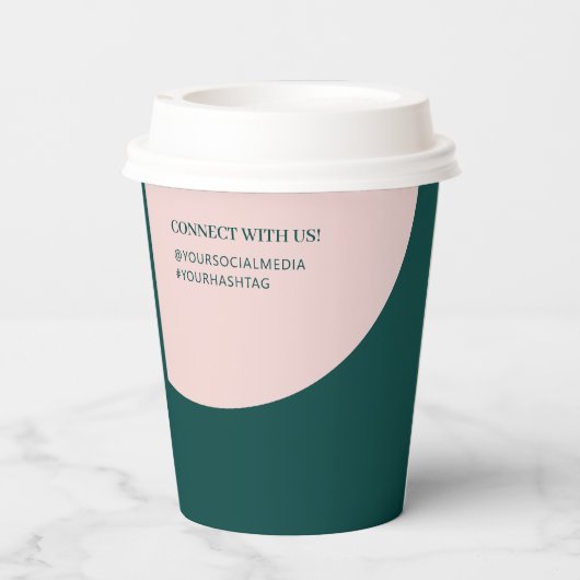 Roze en groen | Aangepaste Koffie voor kleurenblok Papieren Bekers (Achterkant)