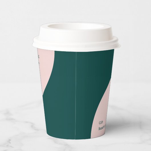 Roze en groen | Aangepaste Koffie voor kleurenblok Papieren Bekers (Rechts)