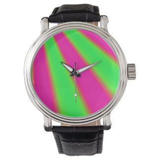 Roze en groen abstract horloge