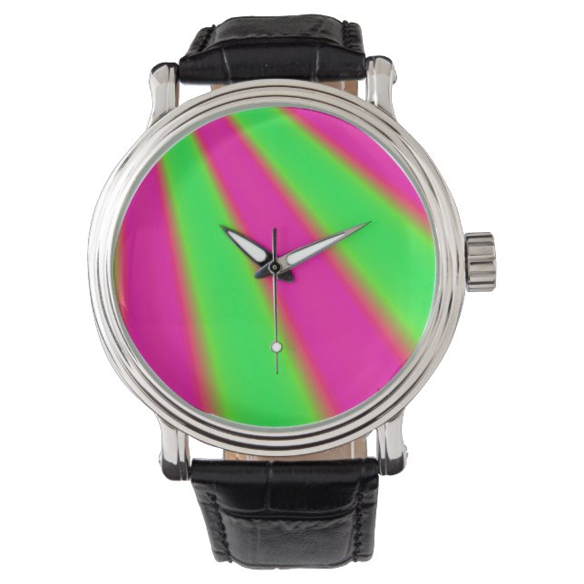 Roze en groen abstract horloge (Voorkant)