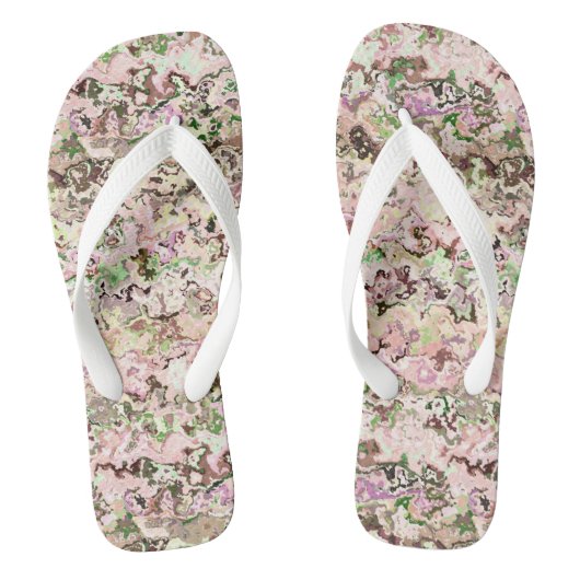 roze en Groen Abstract Teenslippers (Voetbed)