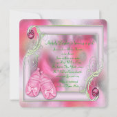 Roze en groen Baby shower Kaart (Achterkant)