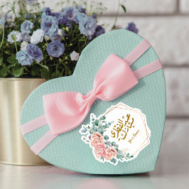 Roze en groen Bloemen Eid Mubarak Sticker