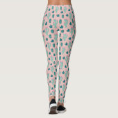 Roze en groen  Cactus Patroon Leggings (Achterkant)