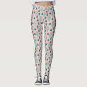 Roze en groen  Cactus Patroon Leggings (Voorkant)
