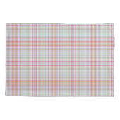 Roze en Groen Elegant Geometrisch Plaid Kussensloop (Achterkant)