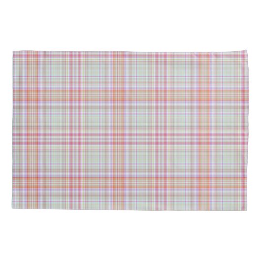 Roze en Groen Elegant Geometrisch Plaid Kussensloop (Achterkant)