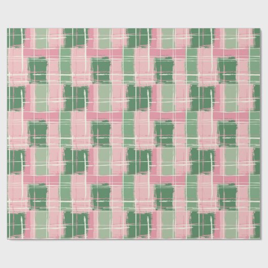 Roze en groen geplakt patroon met een witte streep cadeaupapier (Vlak)