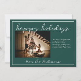 Roze en groen geplakte fotokaart feestdagenkaart