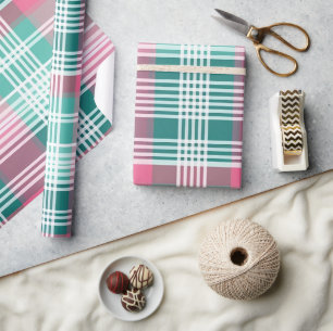  roze en groen geruite cadeaupapier