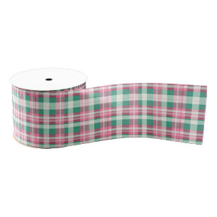  roze en groen geruite geruite motief grosgrain lint